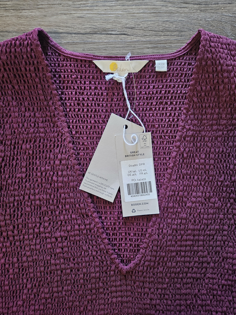 Boden Tulle Burgundy Smocked Mini Babydoll Party Dress - Picture 5 of 9